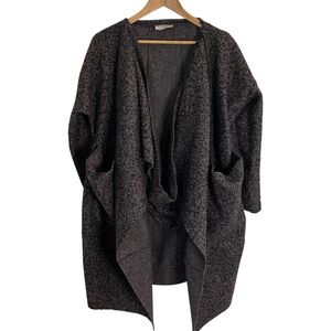 SAGA Elegant Charcoal Open-Front Poncho cardigan cozy dark academia one size